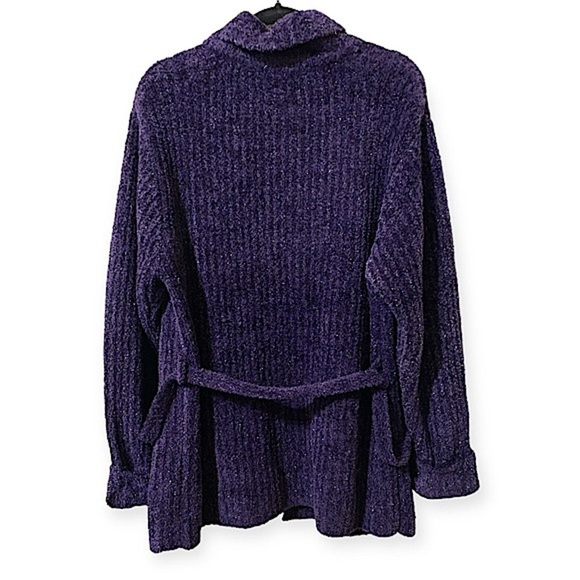EMILY ROSE Belted Chunky Cardigan Sweater Women’s Size M Sparkling Purpl… - Picture 2 of 6